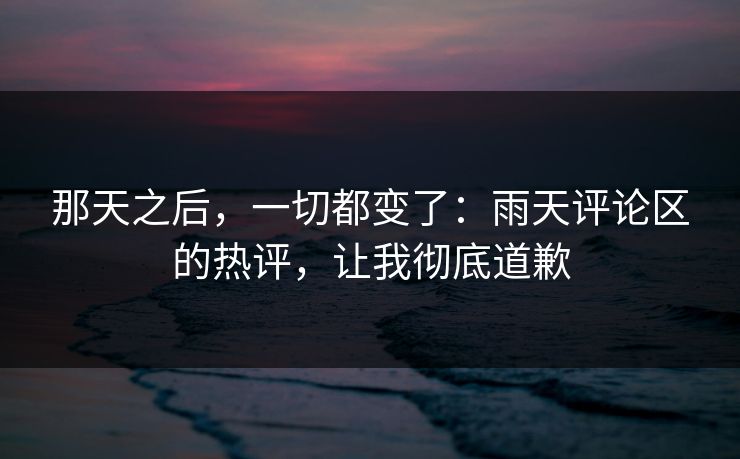 那天之后，一切都变了：雨天评论区的热评，让我彻底道歉